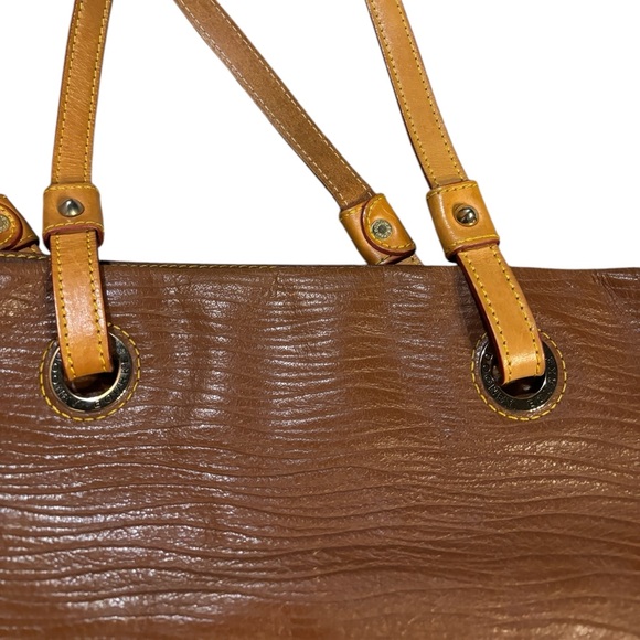 Dooney and Bourke Leather Tote Bag Brown Waves - Picture 6 of 12